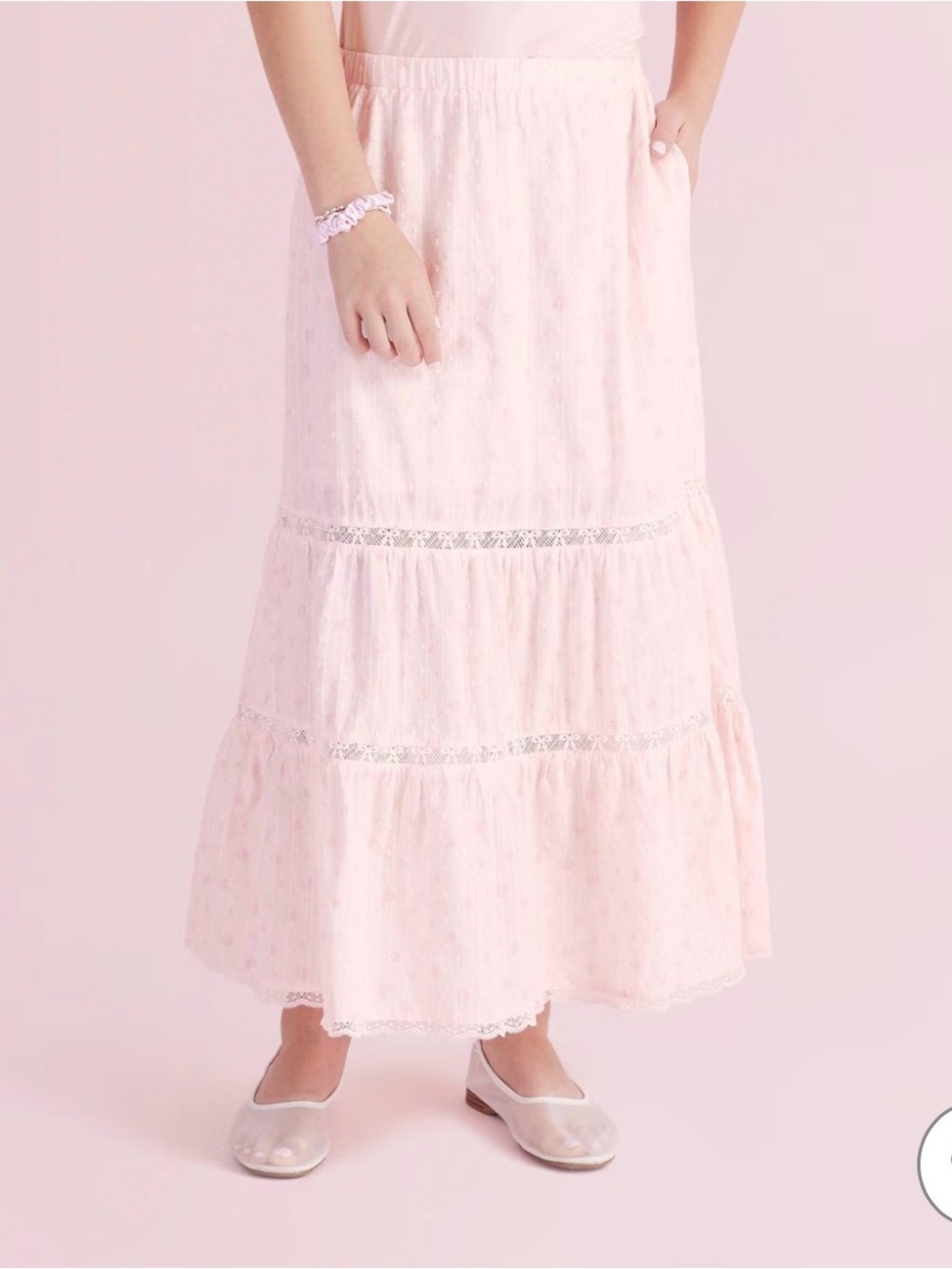 LoveShackFancy Girls' Isla Blooming heirloom ditsy tiered maxi skirt